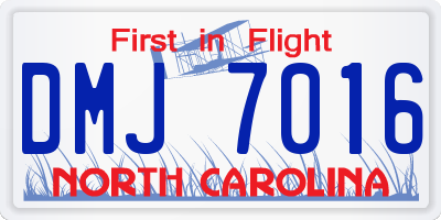 NC license plate DMJ7016
