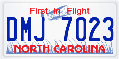 NC license plate DMJ7023