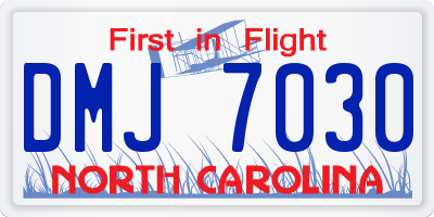 NC license plate DMJ7030