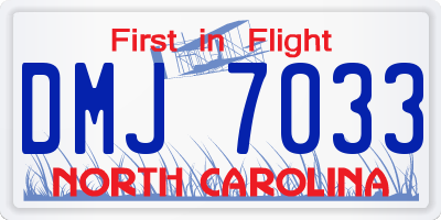 NC license plate DMJ7033
