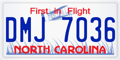 NC license plate DMJ7036