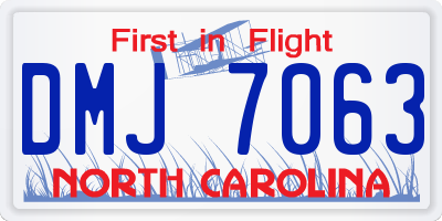 NC license plate DMJ7063