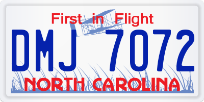 NC license plate DMJ7072