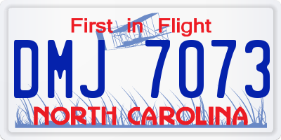 NC license plate DMJ7073