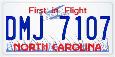 NC license plate DMJ7107