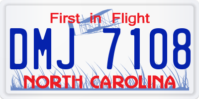 NC license plate DMJ7108
