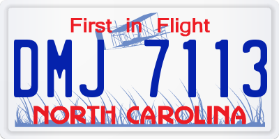 NC license plate DMJ7113