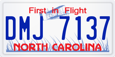 NC license plate DMJ7137