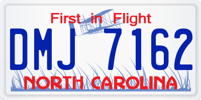 NC license plate DMJ7162