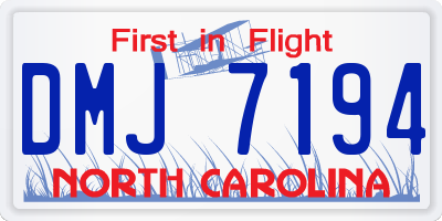 NC license plate DMJ7194