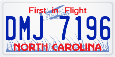 NC license plate DMJ7196