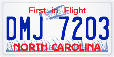 NC license plate DMJ7203