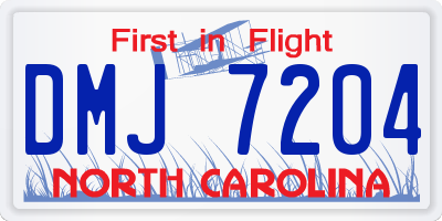 NC license plate DMJ7204