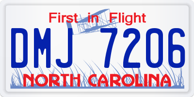 NC license plate DMJ7206