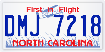 NC license plate DMJ7218
