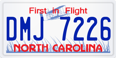 NC license plate DMJ7226