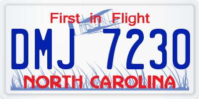 NC license plate DMJ7230