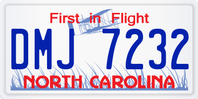 NC license plate DMJ7232