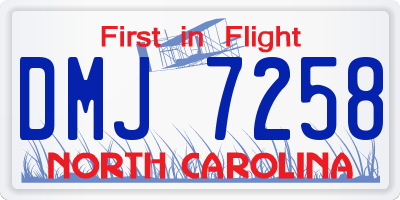 NC license plate DMJ7258