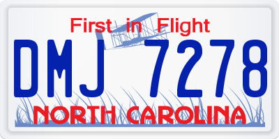 NC license plate DMJ7278