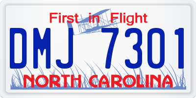 NC license plate DMJ7301