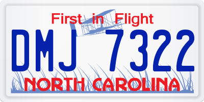 NC license plate DMJ7322