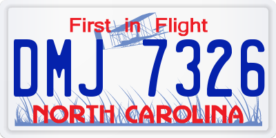 NC license plate DMJ7326