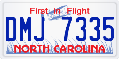 NC license plate DMJ7335