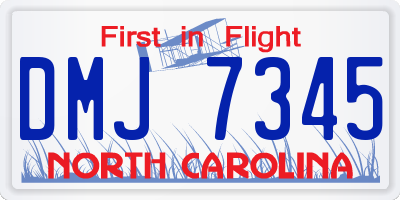 NC license plate DMJ7345