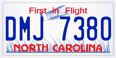 NC license plate DMJ7380