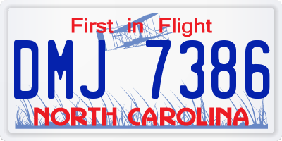 NC license plate DMJ7386