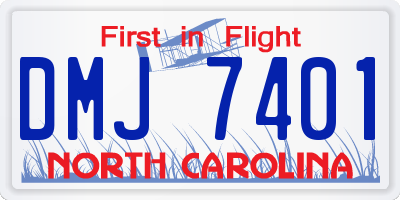 NC license plate DMJ7401
