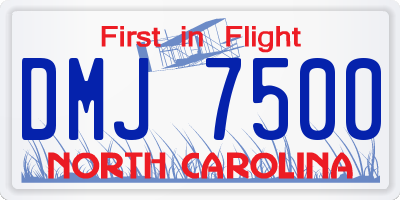 NC license plate DMJ7500