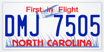 NC license plate DMJ7505