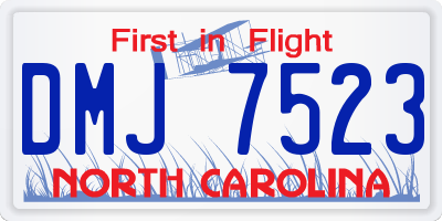 NC license plate DMJ7523