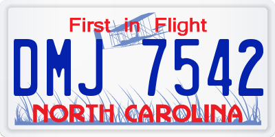 NC license plate DMJ7542