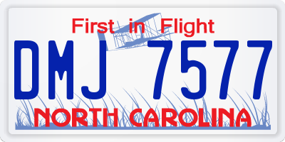 NC license plate DMJ7577