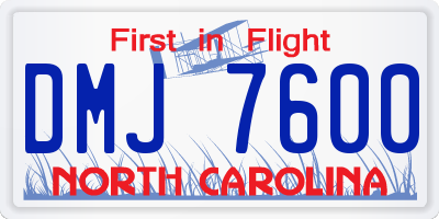 NC license plate DMJ7600