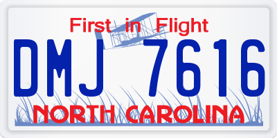 NC license plate DMJ7616