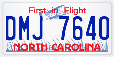 NC license plate DMJ7640