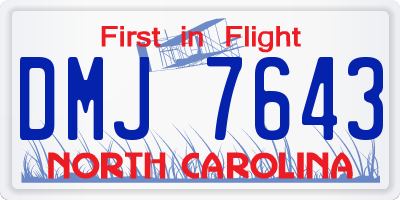 NC license plate DMJ7643