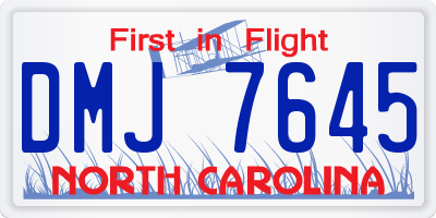 NC license plate DMJ7645