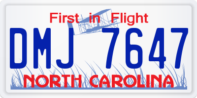 NC license plate DMJ7647