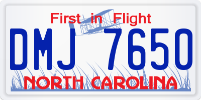 NC license plate DMJ7650