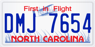 NC license plate DMJ7654
