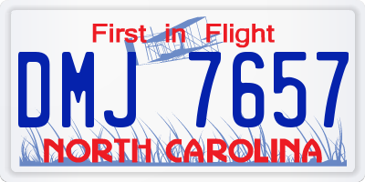 NC license plate DMJ7657