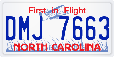 NC license plate DMJ7663
