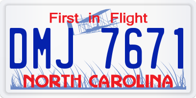 NC license plate DMJ7671
