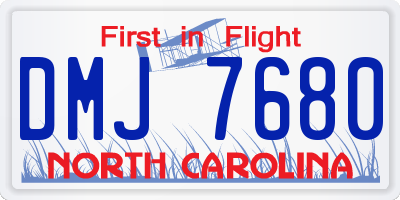 NC license plate DMJ7680