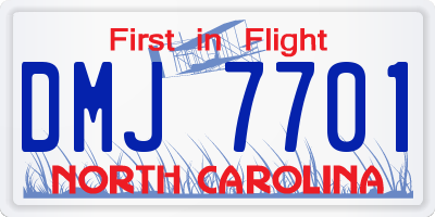 NC license plate DMJ7701